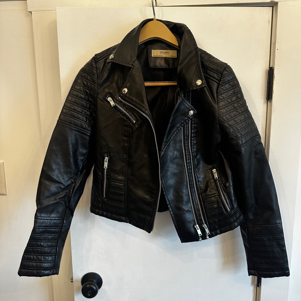 AFTCO Basic Black Leather Jacket